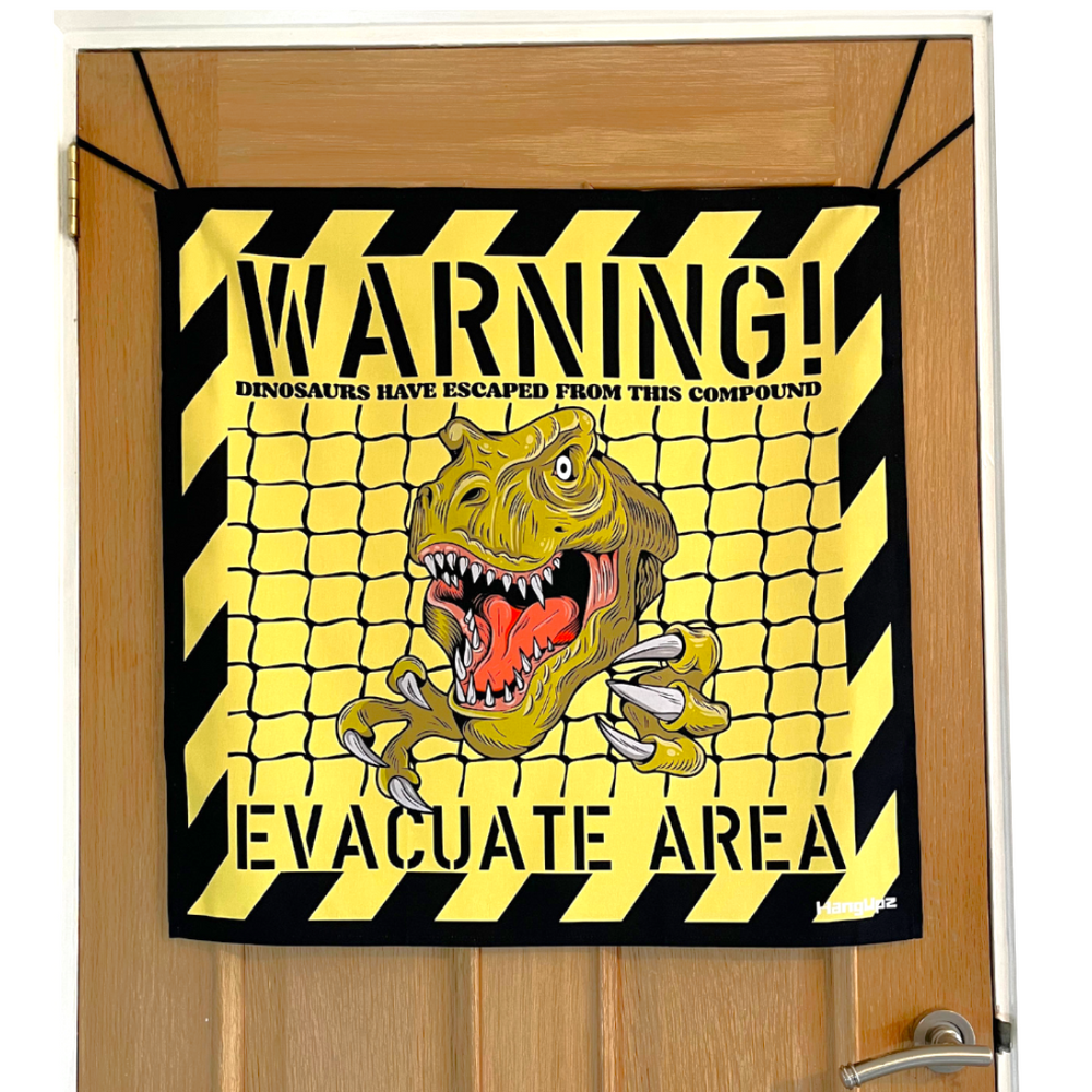 HANGUPZ 'Escaped Dinosaur Warning Sign' Large Fun Kid's Bedroom Door Decoration Gift For Boys Girls