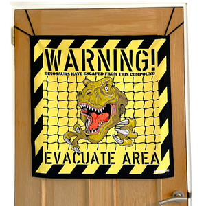 HANGUPZ 'Escaped Dinosaur Warning Sign' Large Fun Kid's Bedroom Door Decoration Gift For Boys Girls