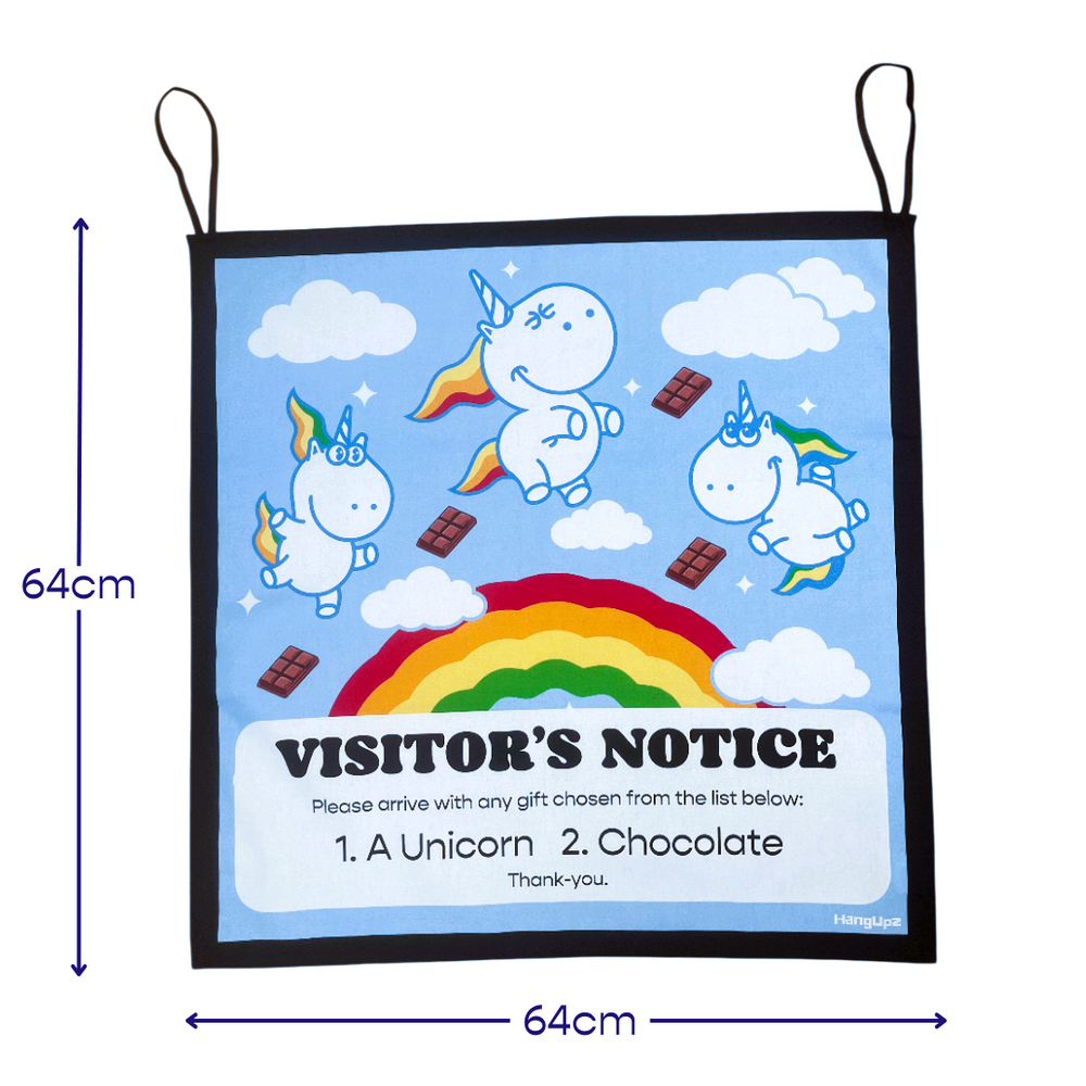 HANGUPZ 'Unicorns & Chocolate' Large Fun Sign Kid's Bedroom Door Decoration Gift For Girls Boys
