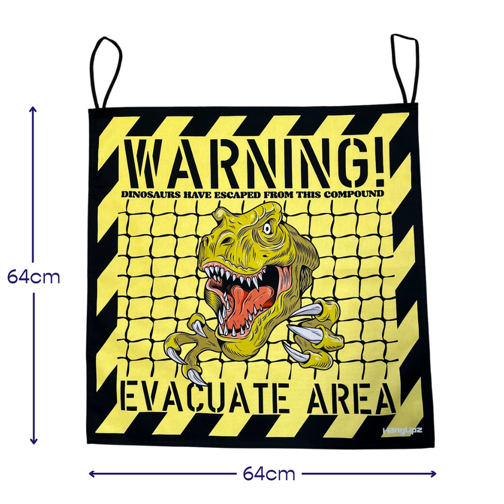 HANGUPZ 'Escaped Dinosaur Warning Sign' Large Fun Kid's Bedroom Door Decoration Gift For Boys Girls