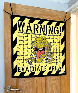 HANGUPZ 'Escaped Dinosaur Warning Sign' Large Fun Kid's Bedroom Door Decoration Gift For Boys Girls