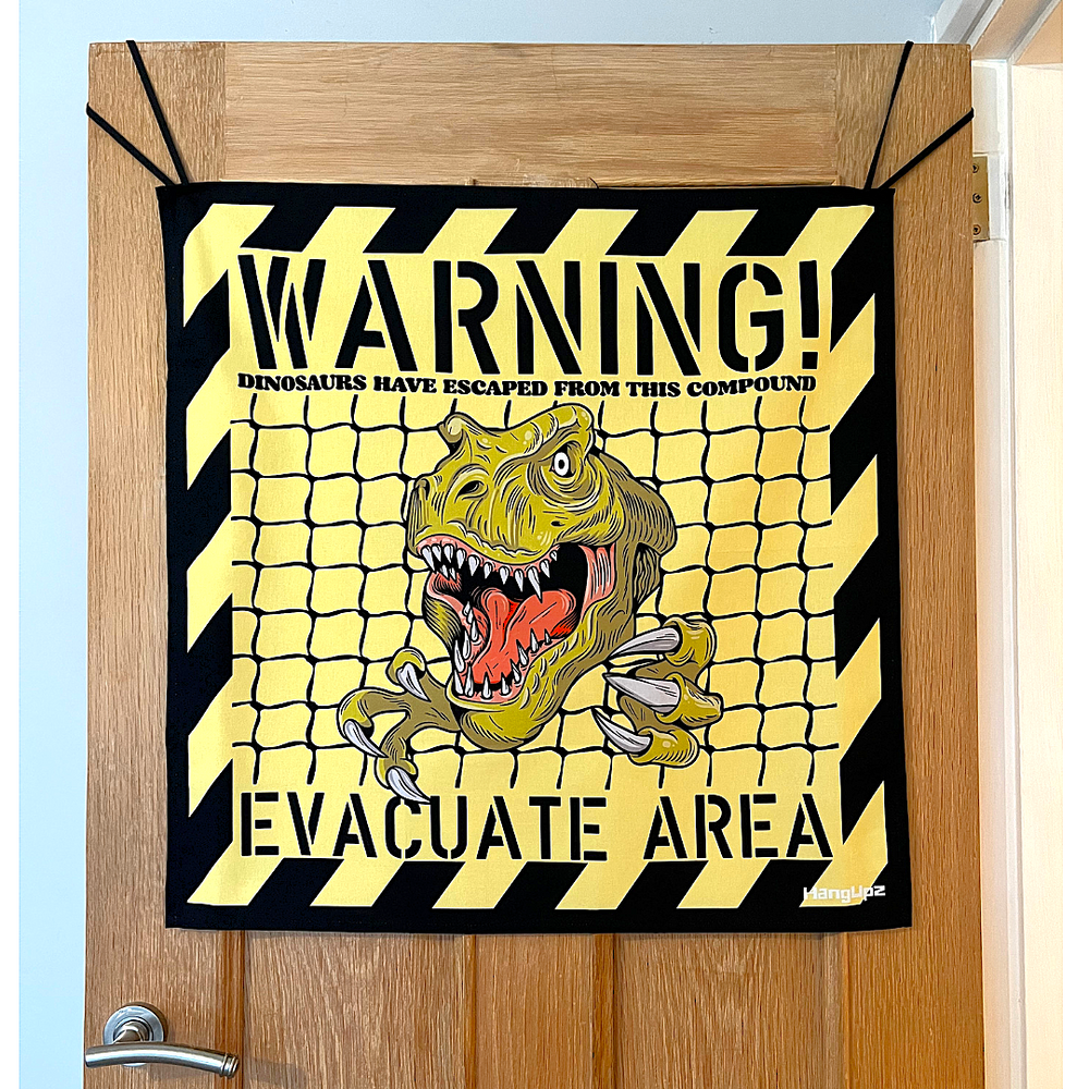 HANGUPZ 'Escaped Dinosaur Warning Sign' Large Fun Kid's Bedroom Door Decoration Gift For Boys Girls