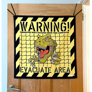 HANGUPZ 'Escaped Dinosaur Warning Sign' Large Fun Kid's Bedroom Door Decoration Gift For Boys Girls