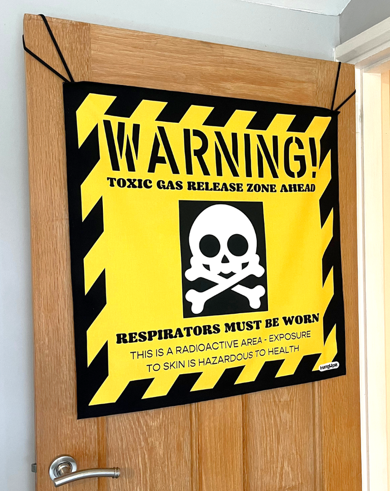 HANGUPZ 'Gas Release Warning Sign' Large Fun Kid's Bedroom Door Decoration Original Gift for Boys Girls