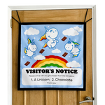 HANGUPZ 'Unicorns & Chocolate' Large Fun Sign Kid's Bedroom Door Decoration Gift For Girls Boys